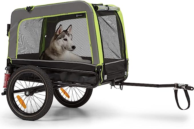 Klarfit Fahrradanhänger für Hunde, 2-in-1 Hunde Fahrradanhänger